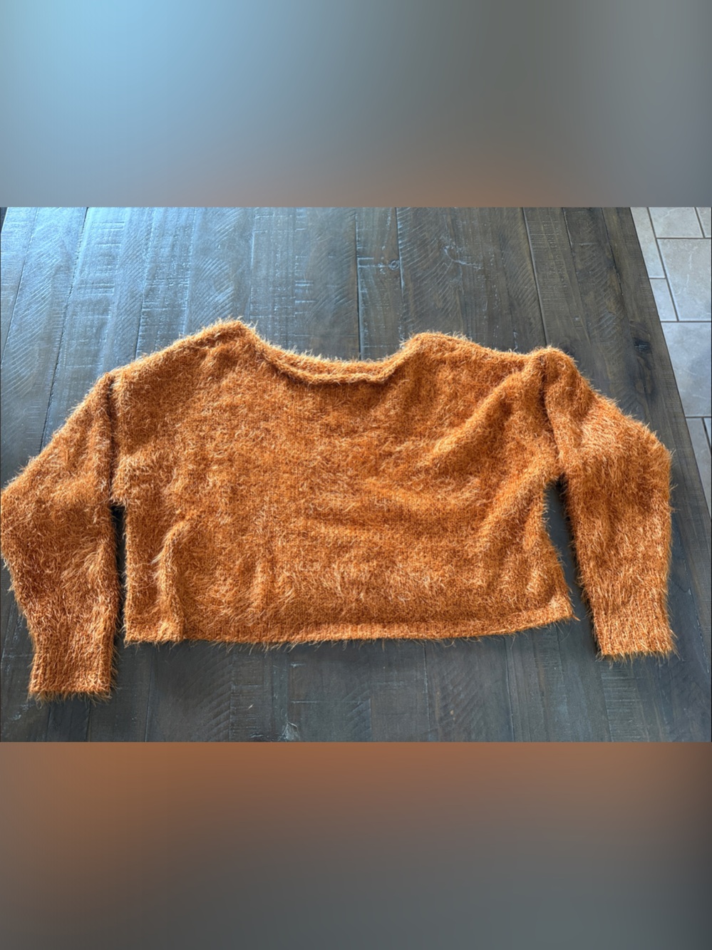 Forever 21 Fuzzy Cropped Crew Sweater in Burnt Orange